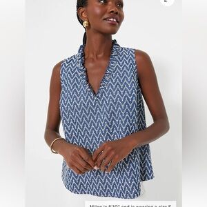 EUC Pomander Place Denim Stripe Veronica Top, Medium